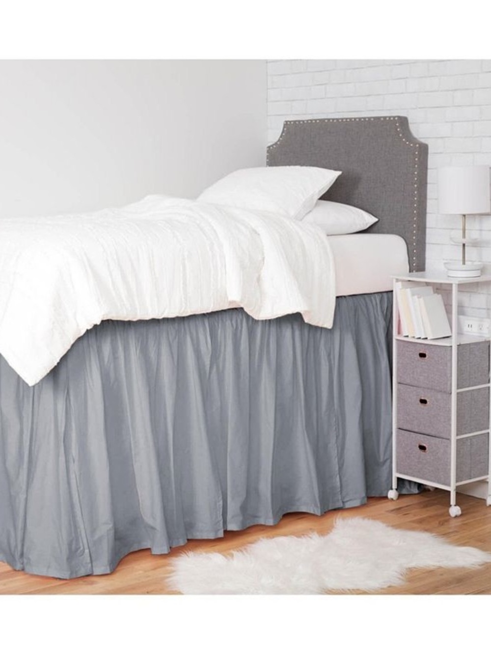 Dormify Twin XL Gray Ruffled Bed Skirt